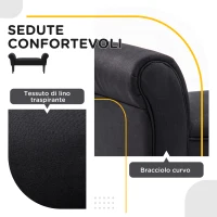 HOMCOM Panca Fondo Letto Imbottita con Braccioli Arrotolati, 102x35x51cm, Nero(m-4)
