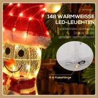 Outsunny Schneemannfamilie, 148 LEDs, Weihnachtsbeleuchtung, wetterfest, glänzend, Weiß(m-5)
