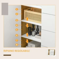 HOMCOM Mobile Multiuso con 4 Cassetti e un Armadietto con 2 Ripiani Regolabili in Truciolato, 105x35x92cm(m-6)