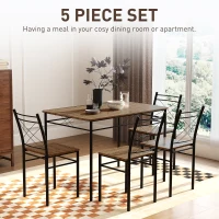 HOMCOM Five-Piece Minimal Dining Set - Oak-Effect/Black(m-4)