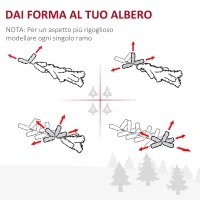 HOMCOM Albero di Natale 150cm con 180 Luci a LED e Fibre Ottiche Colorate, 180 Rami in PVC Ignifughi e Base in Metallo(m-6)