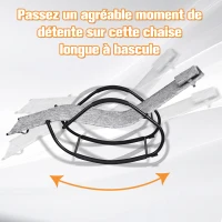 Outsunny Chaise Longue à Bascule Rocking Chair Design Contemporain dim. 160L x 61l x 79H cm métal textilène Gris chiné(m-5)