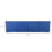 Outsunny Camping Windbreak, Foldable Portable Wind Blocker w/ Carry Bag and Steel Poles, Beach Sun Screen Shelter Privacy Wall, 620cm x 150cm(m-3)