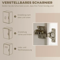 HOMCOM Küchenschrank im Landhausstil, 1 Vitrine, 1 offenes Regal, 1 Schublade, 2 Schränke, Natur + Weiß(m-6)