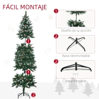 HOMCOM Árbol de Navidad Artificial de Nieve 180 cm con 508 Ramas 49 Piñas Base Plegable y Soporte de Acero Ø73x180 cm Verde(m-8)