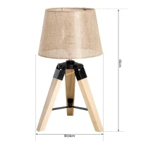 HOMCOM Tischleuchte Tischlampe Nachttischlampe Leinenoptik, Kiefer+Polyester, 24x24x45cm (Beige)(m-3)