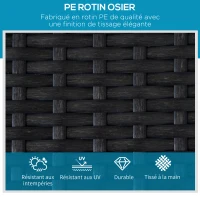 Outsunny Bain de soleil transat grand confort : matelas, inclinaison réglable multipositions, roulettes résine tressée crème(m-7)