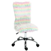HOMCOM Silla de Escritorio sin Brazos con Altura Ajustable Tapizado en Felpa y Respaldo Alto Carga 120 kg Multicolor(m-11)