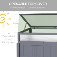 Outsunny Raised Garden Bed 2-IN-1 Wood Cold Frame Greenhouse with Elevated Garden Box, Openable Top for Flowers, Vegetables, Plants, Grey(m-5)