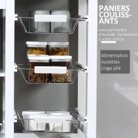 HOMCOM Chariot de service desserte de cuisine à roulettes multi-rangements 92L x 37l x 82H cm MDF imitation chêne clair pin blanc(m-7)