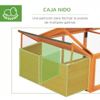 PawHut Gallinero de Madera Grande de Exterior para 4-8 Gallinas con Techo Abatible y Nido 240x112,5x76 cm Natural(m-7)