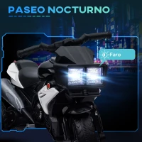 HOMCOM Moto Eléctrica Infantil con Luces Bocina Música Neumáticos Anchos Moto para Niños con Velocidad 3 km/h Negro(m-5)