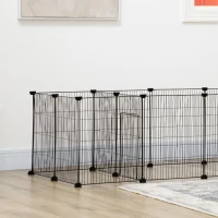 PawHut Enclos parc modulable pour petits animaux lapins rongeurs chiots 18 panneaux en fil d'acier 2 portes 175 x 70 x 45 noir(m-8)
