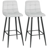 HOMCOM Barhocker Set, skandinavisches Design, Samtbezug, Metallgestell, rutschfeste Füße, Hellgrau(m-10)