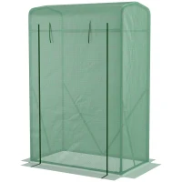 Outsunny Serre de jardin PE, serre de balcon, bâche renforcée 140 g/m², châssis en acier, porte zippée enroulable, pour légumes plantes fleurs, intérieur et extérieur, 100 x 50 x 150 cm, vert(m-10)