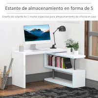 HOMCOM Escritorio Esquinero Giratorio Escritorio en L con Estantería Mesa de Escritorio con Estantes para Oficina Estudio 192x50x76,1 cm Blanco(m-5)