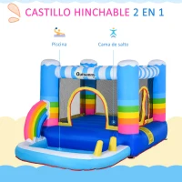 Outsunny Castillo Hinchable con Cama de Salto y Piscina para Niños de +3 Años Incluye Inflador y Bolsa de Transporte para Interior Exterior 280x170x155 cm Multicolor(m-4)