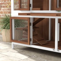 PawHut Two-Tier Wooden Pet Hutch with Openable Roof, Slide-Out Tray(m-8)