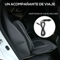 HOMCOM Masajeador de Asiento con Calor Cojín de Asiento de Masaje Shiatsu con Mando a Distancia 52x39x78 cm Negro(m-8)