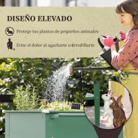Outsunny Huerto Urbano Elevado con Ruedas de Acero Galvanizado con Estante y Asa Lateral para Plantas Cultivos 64x55x79 cm Verde(m-4)