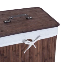 HOMCOM Wäschekorb schmal mit Deckel 72L Wäschesammler mit Griff, herausnehmbarer Wäschesack, Wäschebox für Waschküche Schlafzimmer Badezimmer, Dunkelbraun(m-8)