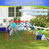 Outsunny Cupola per Arrampicata Bambini 3-8 Anni, Struttura in Metallo per 4 Bimbi, Ø183x90cm, Multicolore(m-4)