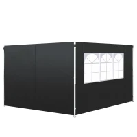 Outsunny 3 Meters Gazebo Replaceable Exchangeable Side Panel Wall Panels Walls With Window, Black(m-1)
