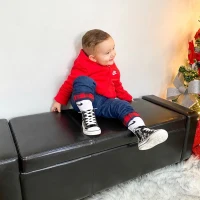 HOMCOM Ottoman Storage Chest Faux Leather Stool Bench Seat Bedding Blanket Box Home Furniture - Dark Brown(m-8)