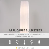 HOMCOM 160 CM Tall Cylindrical Modern Free Standing Floor Lamp for Bedroom, Study or Living Space with Polyester Fabric  Shade White(m-6)
