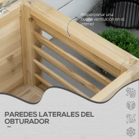 Outsunny Baúl de Almacenaje Exterior de Madera con Tapa de Metal Galvanizado y Diseño con Listones 110x50x50 cm Madera Natural(m-7)