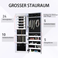 HOMCOM Schmuckschrank, Spiegelschrank, Schmuckkommode, Weiß(m-4)