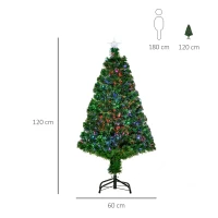 HOMCOM Árbol de Navidad de Fibra Óptica 120 cm Decoración Navideña con 16 LED de 3 Colores 130 Ramas Ø60x120 cm Verde(m-3)