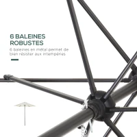 Outsunny Parasol droit ronde parasol de jardin Ø 2 m mât en aluminium 6 baleines métal et toile beige(m-5)