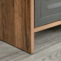 HOMCOM Mueble de TV para Televisores de 42" con 2 Compartimentos Cerrados con Puertas de Metal y 2 Estantes Abiertos Mueble de salón moderno Mesa para televisor 109x35x38 cm Madera Natural y Gris(m-9)