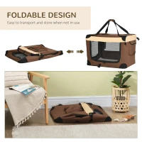 PawHut 70cm Foldable Pet Carrier, with Cushion, for Small Dogs and Cats - Brown(m-7)