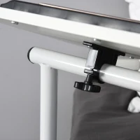 HOMCOM Beistellwagen, Beistelltisch, flexible Tischplatte, 2 Schubladen, Zeitungsfach, 4 Räder, weiß, 60 x 40 x 90cm(m-8)