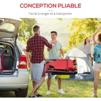 Outsunny Chaise Longue inclinable transat Bain de Soleil fauteuil relax jardin 2 en 1 Pliant têtière Amovible Charge Max. 136 Kg Toile Oxford Facile d'entretien Rouge(m-7)