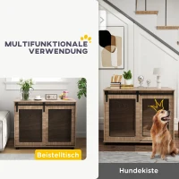PawHut Hondenbox, Vervoersbox voor Honden, Terugtrekbox voor Huisdieren, Afsluitbare Deuren, 98 x 60 x 78 cm, Lichtbruin(m-4)