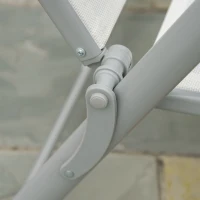 Outsunny Sun Lounger Steel Frame Outdoor Folding Chaise Texteline Lounge Chair Recliner with Headrest & 7 Levels Adjustable Backrest, Cream White(m-9)