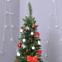 HOMCOM Albero di Natale Slim Artificiale 210 cm con Rami Realistici, Albero di Natale Alto e Stretto con Base Pieghevole, Verde(m-9)