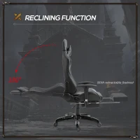 HOMCOM Gaming Chair, Computer Desk Chair with Footrest, PU Leather Ergonomic Office Chair with 180° Reclining Back, Lumbar Cushion, Headrest & Height Adjustable Armrest, Black and Red, Grey(m-5)