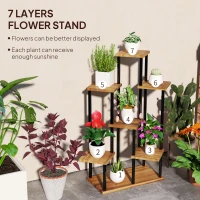 Outsunny Seven Wooden Shelf Plant Stand(m-4)