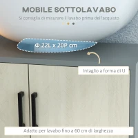 kleankin Mobile Bagno sottolavabo con Doppia anta e ripiano in Truciolato, 60x30x60cm, Grigio e color Quercia(m-4)