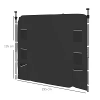 Outsunny 195 x 295cm Replacement Gazebo Sidewall - Black(m-3)