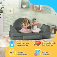 AIYAPLAY Softbausteine, 14-tlg. Set, Bauklötze, verschiedene Formen, für 18+ Monate, Grau(m-6)