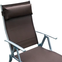 Outsunny Sonnenliege klappbar Strandliege mit Kissen Liegestuhl mit 7-Fach verstellbare Rückenlehne Gartenliege Relaxliege Gartenstuhl bis 165 kg belastbar, für Garten Urlaub Outdoor, Braun(m-8)