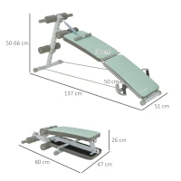 SPORTNOW Trainingsbank, Bauchtrainer, höhenverstellbar, klappbar, 2 Widerstandsbänder, Stahl, grün, 51 x 137 x 50-66 cm(m-3)