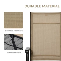 Outdoor Set of 2 Outdoor Sun Lounger 10-Position Adjustable Texteline Folding Reclining Chairs with Footrest for Patio Garden, Beige(m-6)