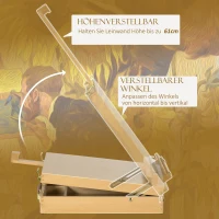 HOMCOM Tischstaffelei Tischstaffelei-Box, Buchenholz, klappbar, 27cm x 41,5cm x 74,5cm, Natur(m-5)