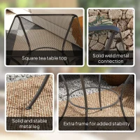 Outsunny 60cm Square Garden Table, Outdoor Metal Bistro Side Desk with Mesh Top, Black(m-5)